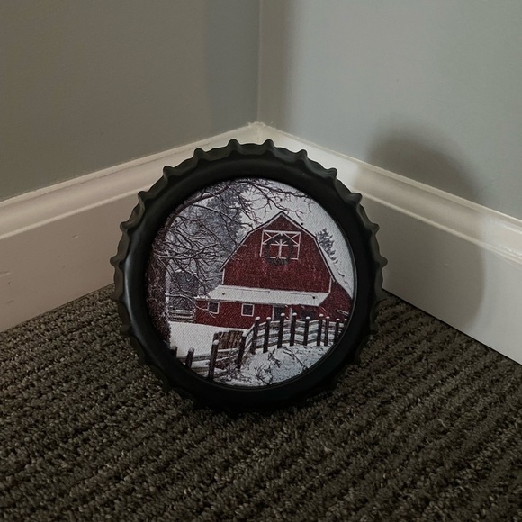 Christmas Barn Snow Winter Bottle Cap Art Decor Auto Timer Lights Gift - Picture 3 of 4